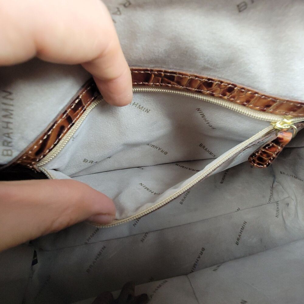 RARE Brahmin Stacy Bonnie Melbourne Collection Pecan Croc Leather Dr. Bag Set - Picture 14 of 16